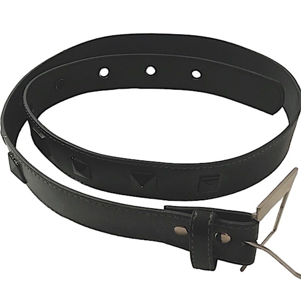 Rivet Stud Belt Black Vinyl w/Plastic Squares and Metal Rivet Holes